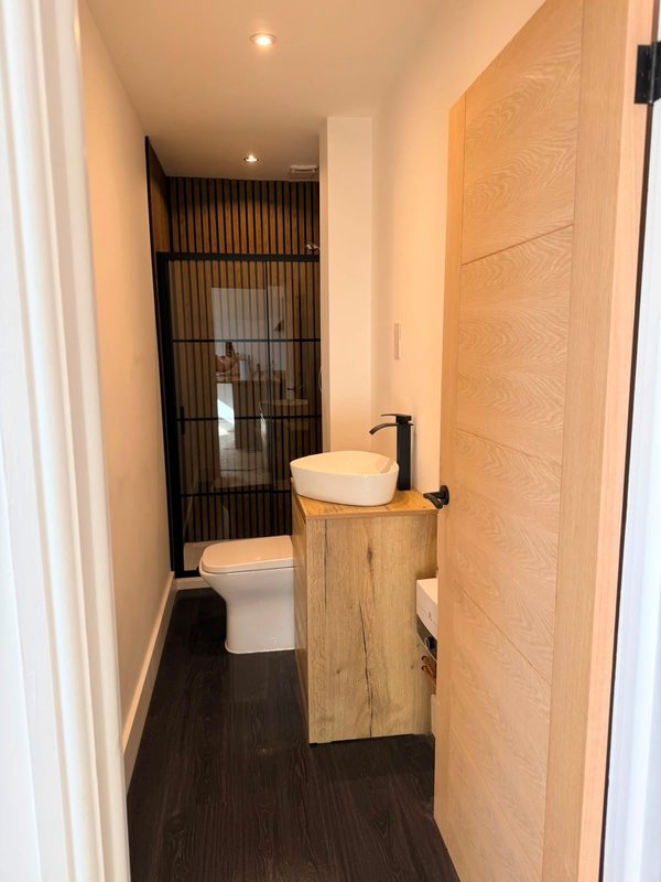 Bathroom with large shower cubicle
