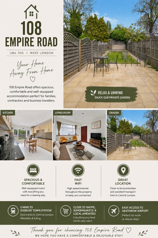 Beautiful 4BR London home, parking and garden
