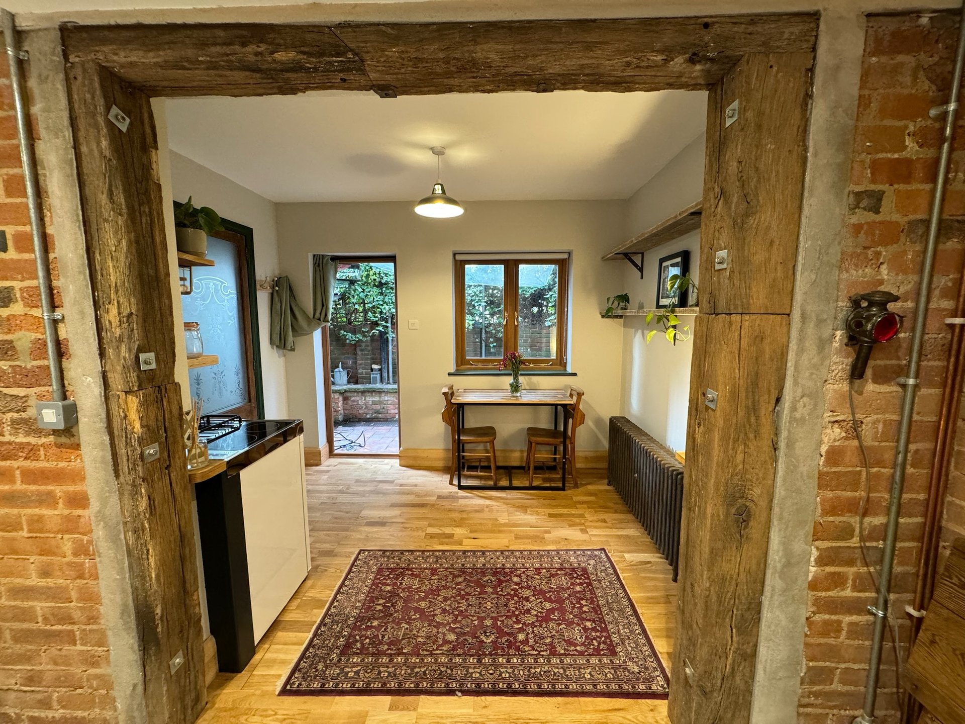 View into kitchen area from bedroom