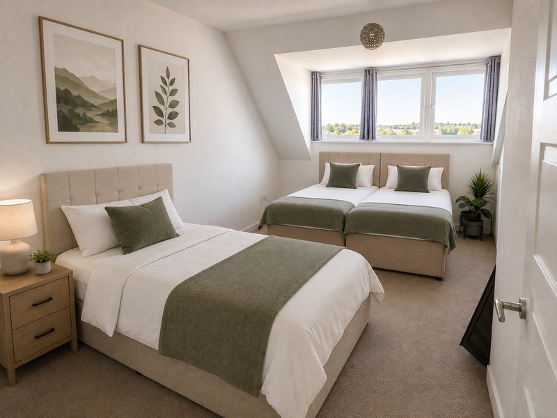 4 bed townhouse with 6/7 beds, 2 parking spaces close to city centre and station