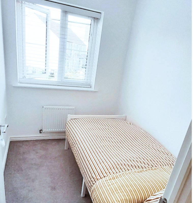 Third Bedroom (Single bed) -Bright bedroom with single bed, radiator, window and carpeted floor