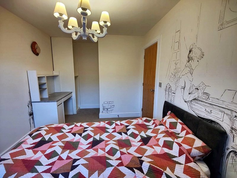 Bedroom with wall art